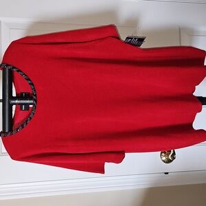 Sag Habor Red Sweater with Beaded Neckline Machine Washable Women's 1X